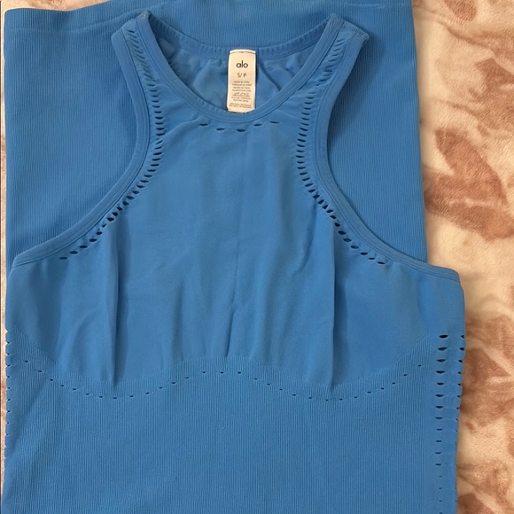 ALO Yoga Blue Sleeveless Halter Bodycon Mini Dress BNWT - Picture 3 of 7
